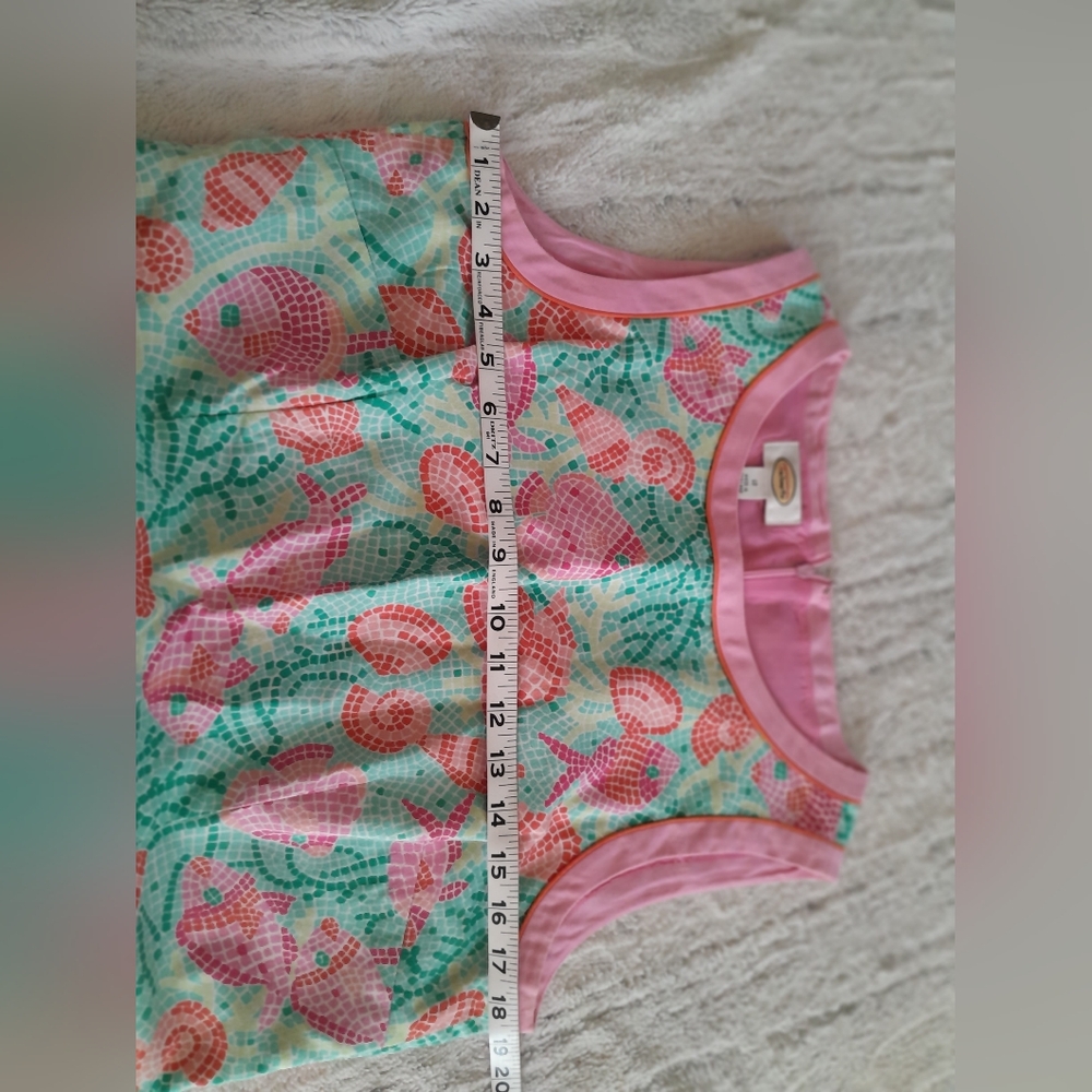 Talbots  Nautical Fish Print Shift Dress Size 12 Coastal Multicolor Beachy - Picture 9 of 12